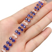 S925 silver inlaid simple fashion natural sapphire bracelet 4 * 4mm advanced sense design live broadcast supply
