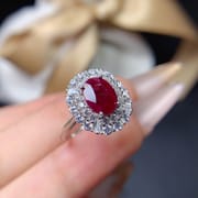 New simple natural old baked ruby 8*6mm ring live 925 silver fashion female ring wholesale