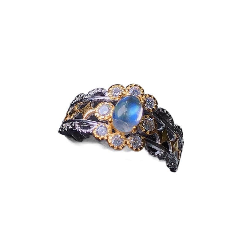 925 silver inlaid natural emerald, Ruby Sapphire Moonstone topaz color treasure wholesale