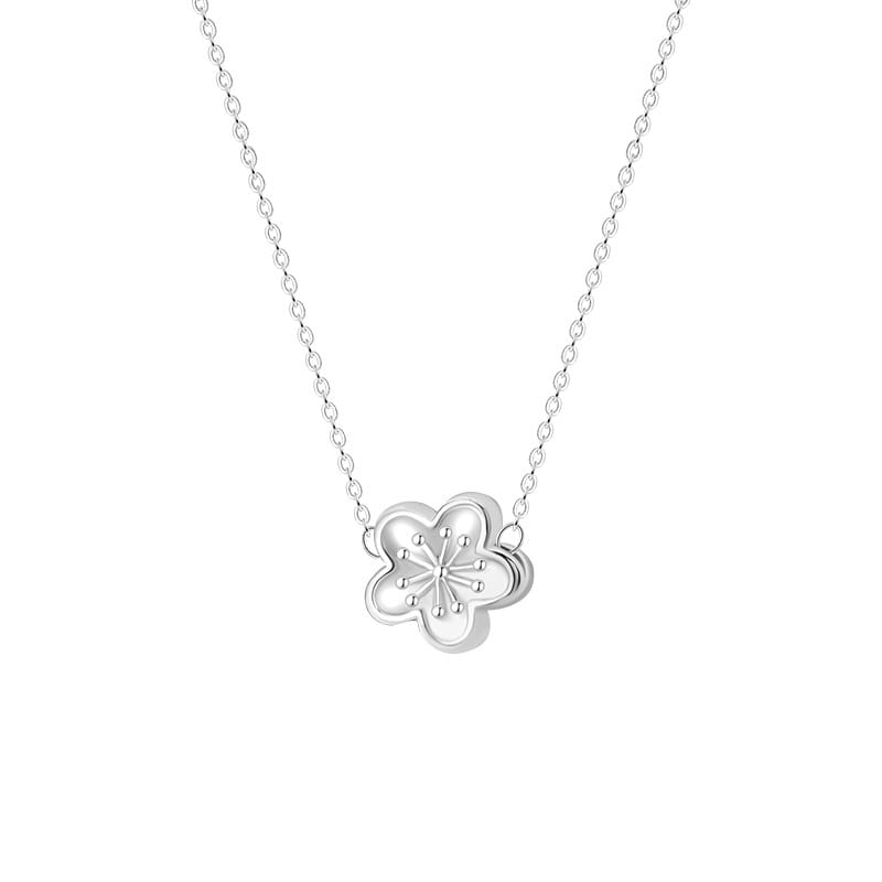 Bao S999 pure silver plum necklace small exquisite simple all-match clavicle chain 2023 new light luxury High sense