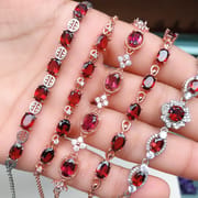 Wholesale 925 silver inlaid with various natural garnet bracelet style colorful beautiful flawless