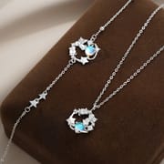 Po S999 Foot Silver Niche Little Prince Rose Planet Necklace All-match High-end Design Light Luxury Necklace Chain for Hair