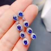 Natural sapphire stud earrings style fashionable gem color is exquisite ladies live supply has been tested