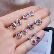 Welfare natural Ruby stud earrings 925 silver with burnt Ruby for certificate