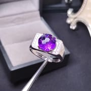Fireworks Amethyst Men's Ring 925 Silver Fireworks Amethyst Men's Ring Adjustable Ring Wholesale
