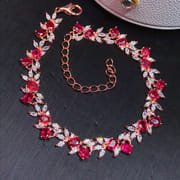 Girls ruby bracelet 925 silver ruby bracelet wholesale with extended chain adjustable one-piece delivery