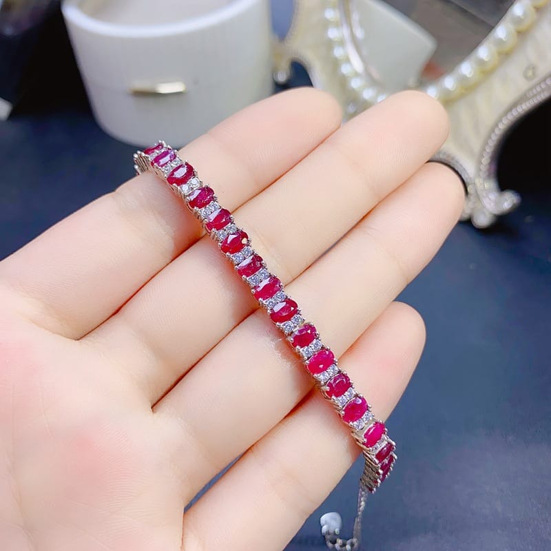 Fresh and beautiful DIY natural ruby bracelet trembles live supply 925 silver fast hand Live supply wholesale