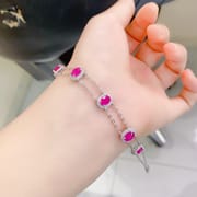 Fashion New Simple Watch Chain Japanese Style Light Luxury DIY Natural Burned Ruby Bracelet 925 Silver Live Supply