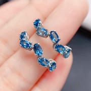 Classic natural London blue ring female ring 925 silver Live 3*3mm live beautiful ring trembles