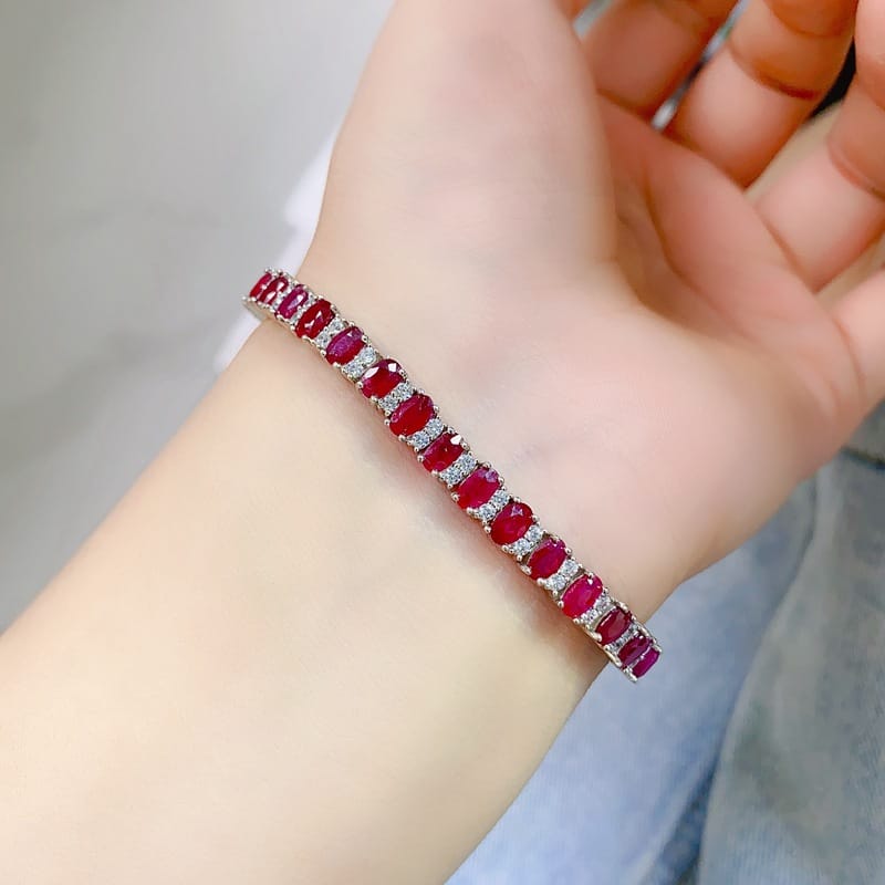 Fresh and beautiful DIY natural ruby bracelet trembles live supply 925 silver fast hand Live supply wholesale