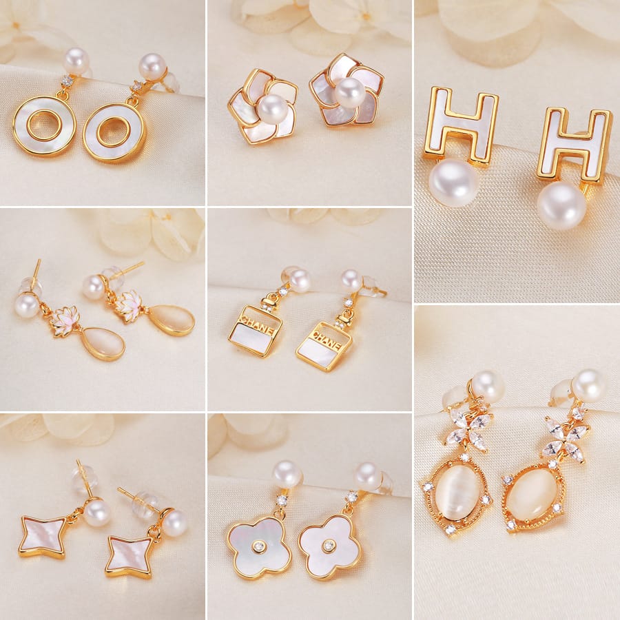 Freshwater Pearl Earrings s925 Silver Needle Fritillaria Earrings Advanced Sense to Send Girlfriends