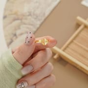 Po S999 Silver Flower Window Ring Light Luxury Artistic Elegant Goddess Exquisite Temperament Niche Jewelry