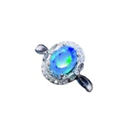Simple fashion 925 silver inlaid natural full fire blue opal ring live TikTok overseas supply