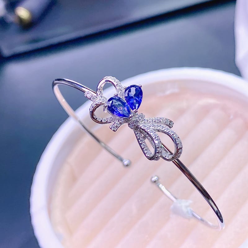 New natural sapphire bracelet 925 sterling silver women's beautiful detection live e-commerce pick-up