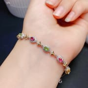 Jewelry live supply 925 silver women's bracelet natural tourmaline tested colorful treasure wholesale overseas supply