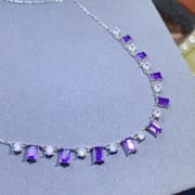Fashion new treasure pendant natural amethyst 4*6mm evening Gift necklace 925 silver Live supply