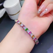 New arrival natural tourmaline stone bracelet 925 silver inlaid gift wholesale