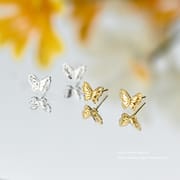 Aobao S999 pure silver exquisite fashion light luxury butterfly stud earrings versatile commuter niche design sense ear piercing earrings