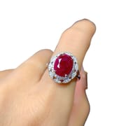 Light luxury natural ruby 8*10mm ring live 925 silver fashion female ring trembles live