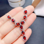 Fashion natural garnet necklace 925 silver inlaid garnet with Row Women's clavicle necklace wholesale