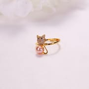 Pearl Jewelry Opening Adjustable Ring Real Gold Electroplated Micro-inlaid Zircon Freshwater Pearl Ring