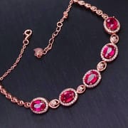 Live delivery ruby bracelet 925 silver Ruby women's bracelet with extended chain one-piece delivery