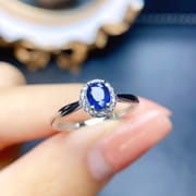 Factory wholesale explosions natural sapphire ring S925 silver inlaid with the main stone 4*5 selling Europe and the United States a generation of hair