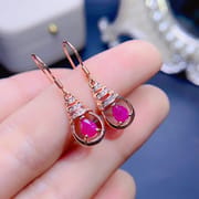 Fresh and gorgeous natural ruby earrings earrings 925 silver drops ruby earrings good color