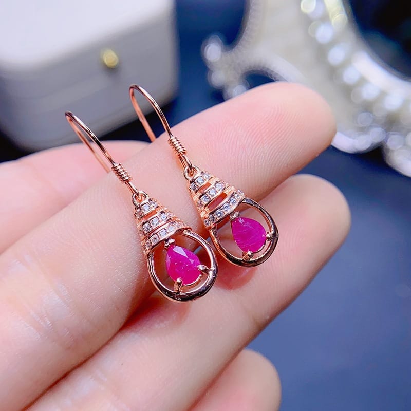 Fresh and gorgeous natural ruby earrings earrings 925 silver drops ruby earrings good color