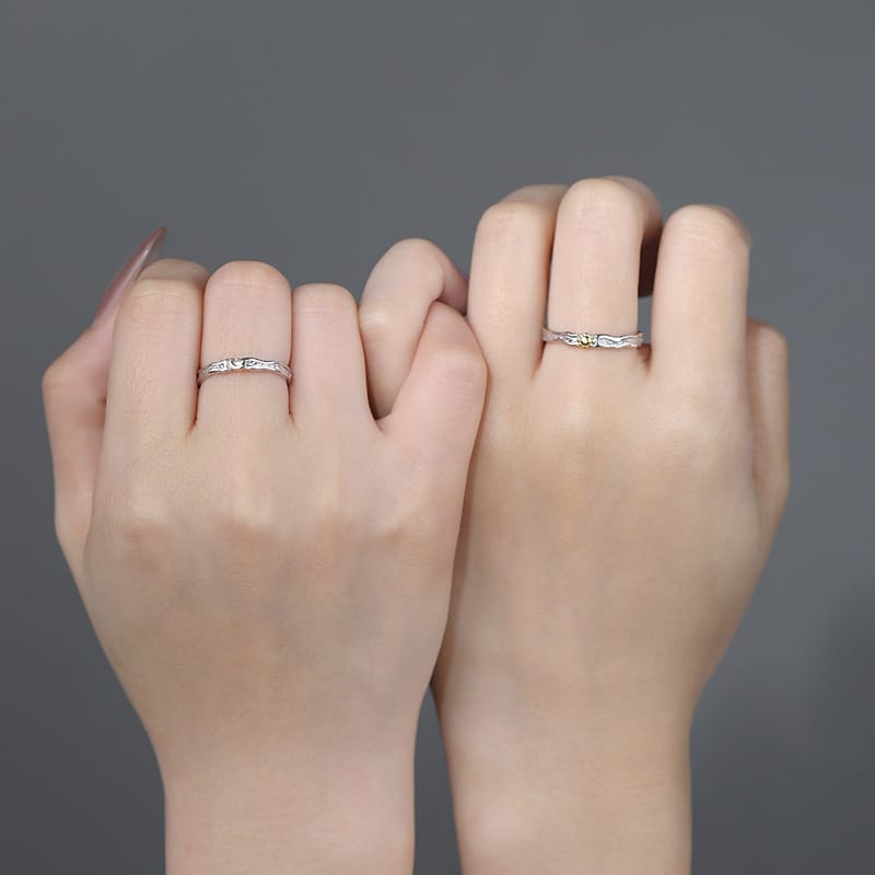 Original Po S999 Foot Silver Sun Moon Shuanghui Couple Pair Ring to Send Girlfriend Fresh Design Bracelet Cross-border Hair