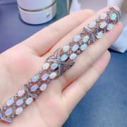 Natural opal bracelet luxury exquisite ladies 925 silver inlaid gemstone fire color beautiful color treasure wholesale