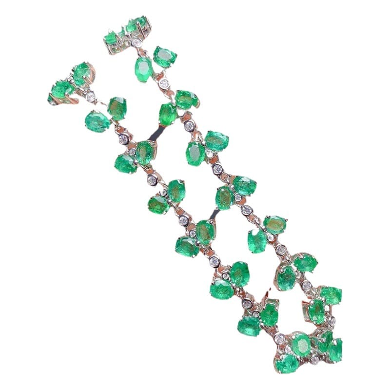 Emerald women's bracelet 925 silver inlaid natural emerald bracelet women's bracelet live supply wholesale