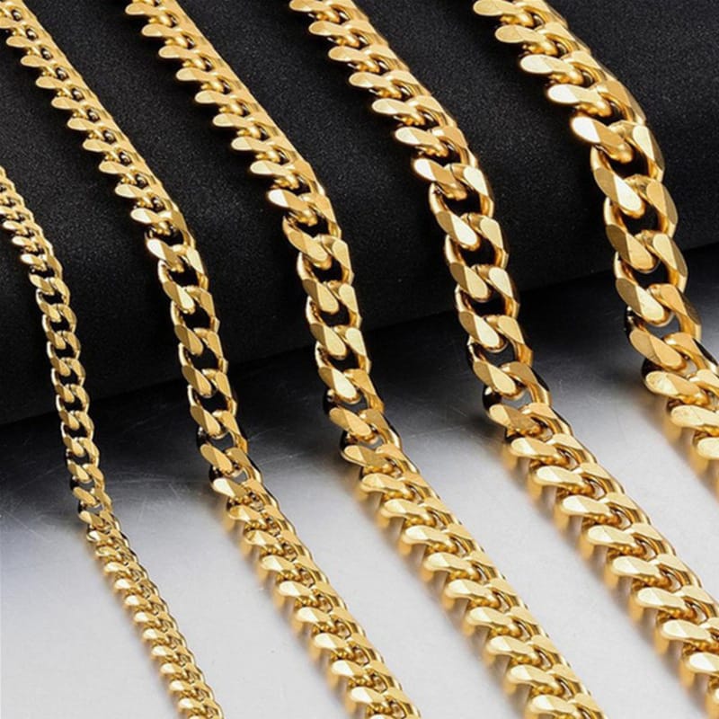 European and American cross-border hot sale stainless steel necklace single buckle edging titanium steel chain vacuum plating 18K gold long necklace