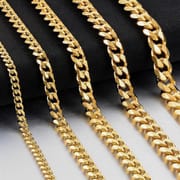 European and American cross-border hot sale stainless steel necklace single buckle edging titanium steel chain vacuum plating 18K gold long necklace