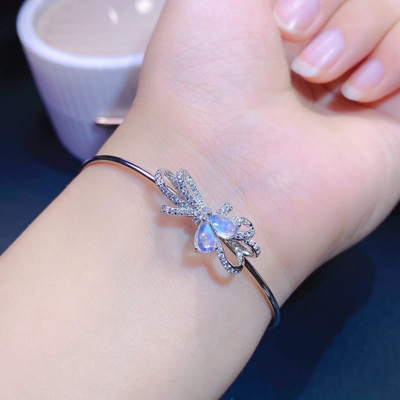 Natural Blue Moonstone bracelet new promotion live broadcast supply price cheap 925 sterling silver