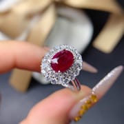 New simple natural old baked ruby 8*6mm ring live 925 silver fashion female ring wholesale