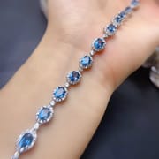 Natural London Blue Topaz bracelet 4 * 5mm fashion bracelet 925 silver London lantopa women's bracelet