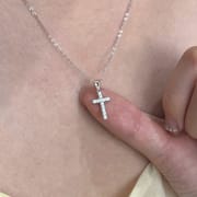 S925 sterling silver with zircon cross design necklace 