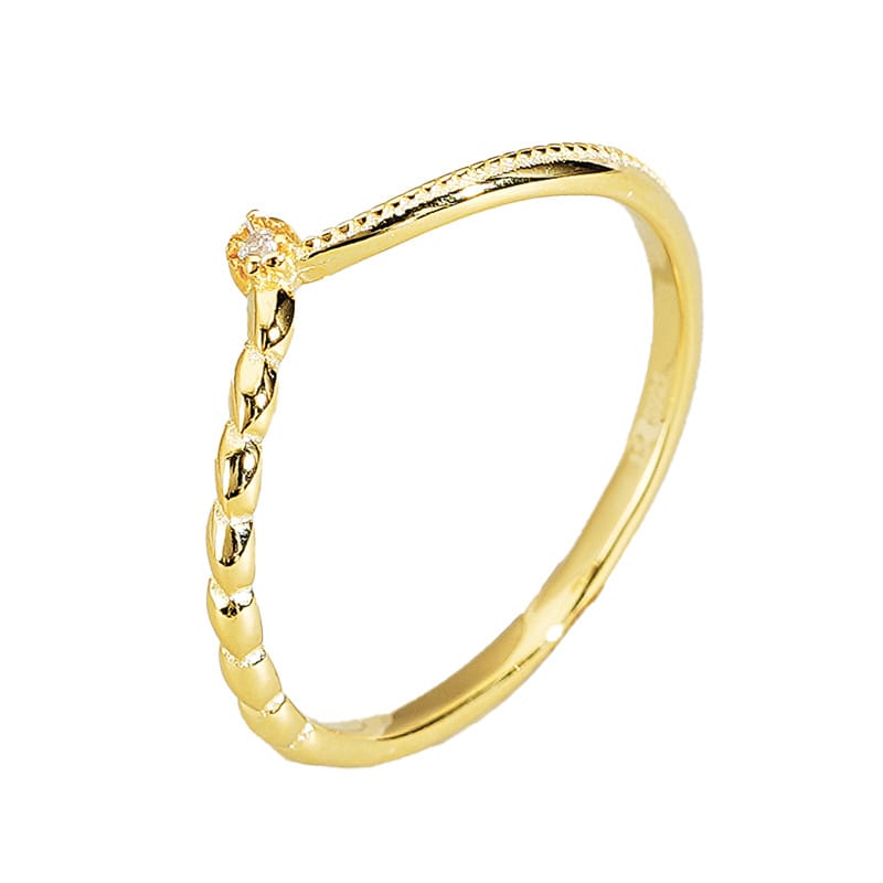 Sterling Silver s925 Micro-set Shining Zirconium V Ring Women's Wish Hot Sale Light Luxury Simple new Style