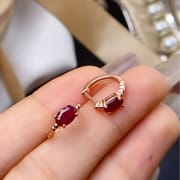 Natural burn Myanmar pigeon Red Ruby 925 silver inlaid ruby stud earrings women's stud earrings
