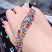 Duobao bracelet natural olivine Garnet diopside citrine amethyst Topaz 925 silver wholesale