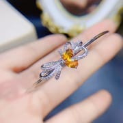 New arrival natural yellow crystal stone bracelet 925 silver inlaid fire color good live TikTok supply wholesale