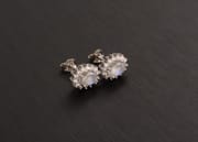 Earring round drill blue moonlight earring natural blue Moonstone