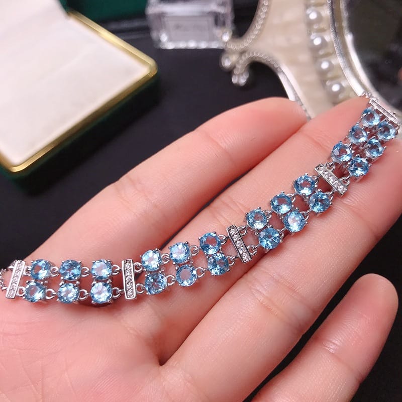 Topaz 925 silver inlaid natural Topaz women's bracelet fire color good manufacturers make goods one-piece delivery