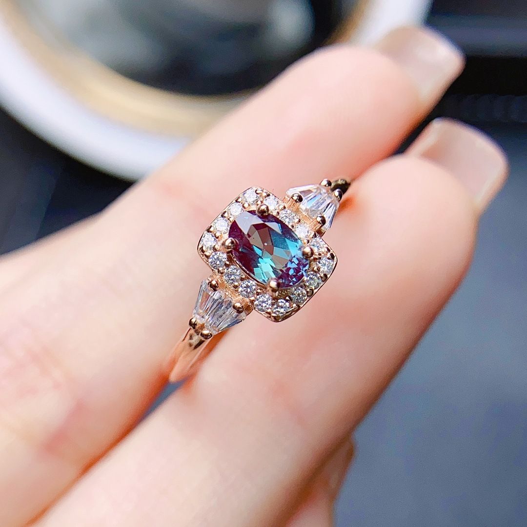 Factory wholesale explosions Alexander ring S925 silver inlaid stone 4*6 selling Europe and the United States a generation of hair