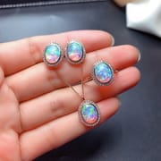 New Natural Australian Opal Set Wholesale Beautiful Full Flash Fire Color Gift for Girlfriend Live Supply