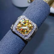 Men's diamond ring. 5 karat Yellow Diamond men's ring tested diamond pen with GRA certificate D color
