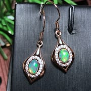 925 silver inlaid natural opal stud earrings cheap price colorful treasure wholesale factory