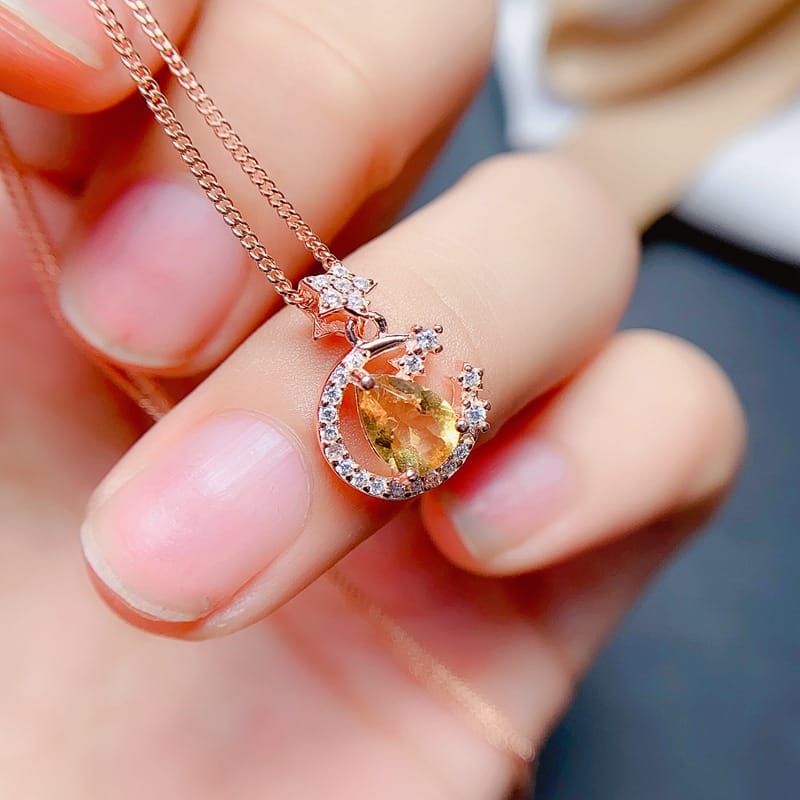 New natural citrine pendant 5*7mm fashion pendant 925 silver ladies pendant wholesale