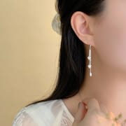 Po S999 Foot Silver Niche Three Butterflies Tassel Earrings Design Sense Fresh Sweet Style Elegant Earrings for Hair